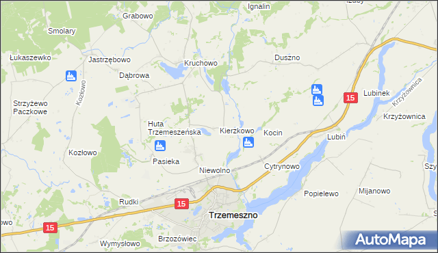 mapa Kierzkowo gmina Trzemeszno, Kierzkowo gmina Trzemeszno na mapie Targeo