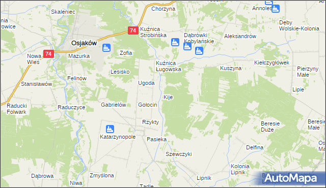 mapa Kije gmina Siemkowice, Kije gmina Siemkowice na mapie Targeo