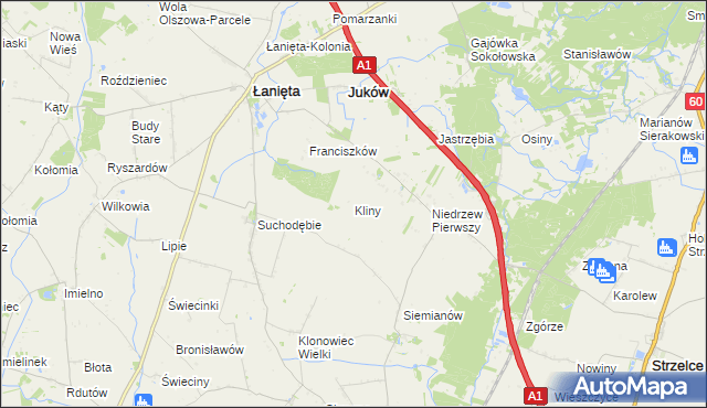 mapa Kliny gmina Łanięta, Kliny gmina Łanięta na mapie Targeo