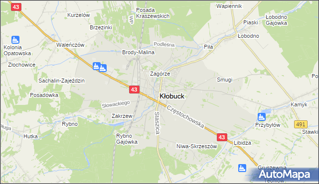 mapa Kłobuck, Kłobuck na mapie Targeo