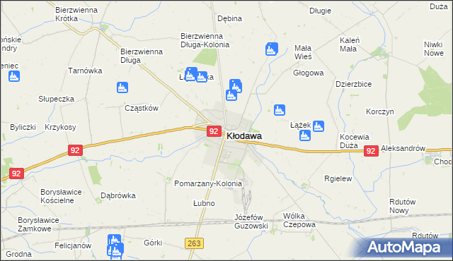 mapa Kłodawa powiat kolski, Kłodawa powiat kolski na mapie Targeo