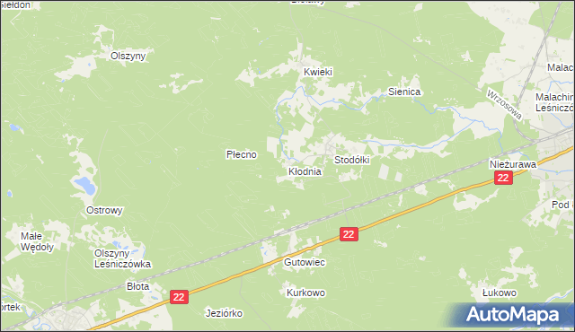 mapa Kłodnia gmina Czersk, Kłodnia gmina Czersk na mapie Targeo