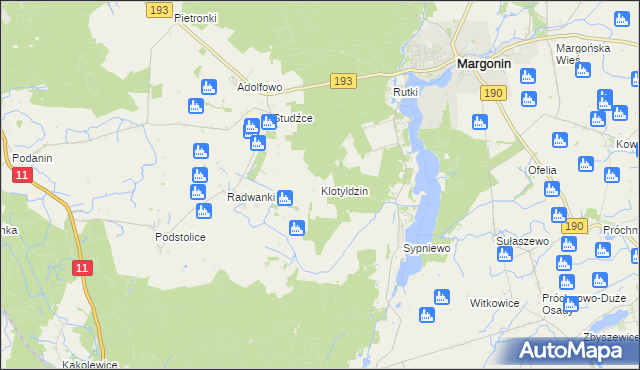 mapa Klotyldzin, Klotyldzin na mapie Targeo