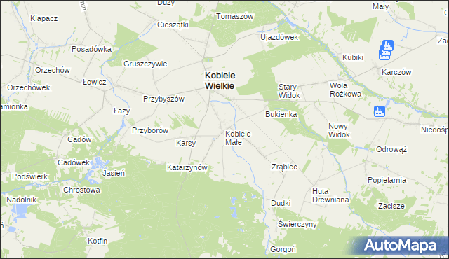 mapa Kobiele Małe, Kobiele Małe na mapie Targeo