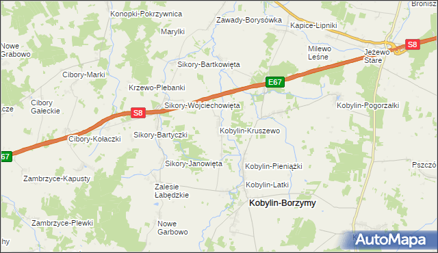 mapa Kobylin-Kruszewo, Kobylin-Kruszewo na mapie Targeo