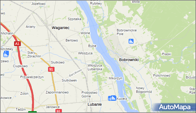 mapa Kocia Górka gmina Lubanie, Kocia Górka gmina Lubanie na mapie Targeo