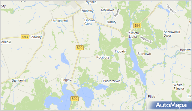 mapa Kocibórz, Kocibórz na mapie Targeo