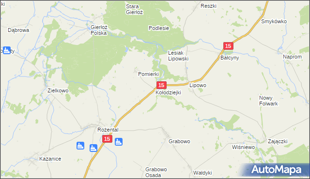 mapa Kołodziejki, Kołodziejki na mapie Targeo