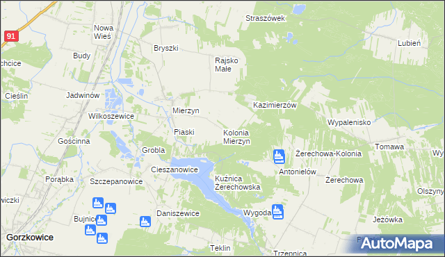 mapa Kolonia Mierzyn, Kolonia Mierzyn na mapie Targeo