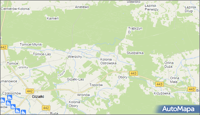 mapa Kolonia Ostrowska, Kolonia Ostrowska na mapie Targeo