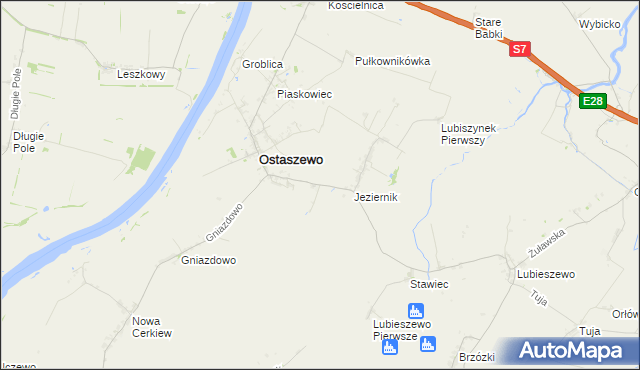 mapa Komarówka gmina Ostaszewo, Komarówka gmina Ostaszewo na mapie Targeo