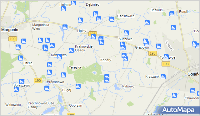 mapa Konary gmina Gołańcz, Konary gmina Gołańcz na mapie Targeo