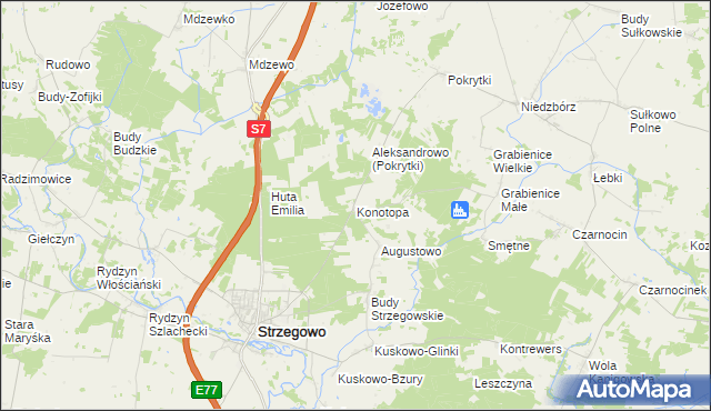 mapa Konotopa gmina Strzegowo, Konotopa gmina Strzegowo na mapie Targeo