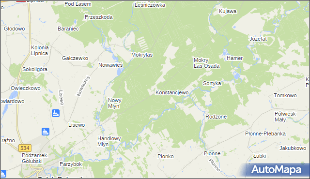 mapa Konstancjewo, Konstancjewo na mapie Targeo