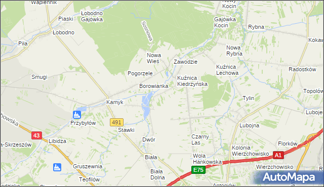 mapa Kopiec gmina Kłobuck, Kopiec gmina Kłobuck na mapie Targeo