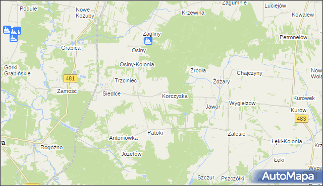 mapa Korczyska, Korczyska na mapie Targeo