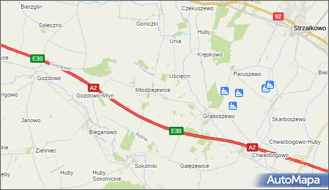 mapa Kościanki gmina Strzałkowo, Kościanki gmina Strzałkowo na mapie Targeo