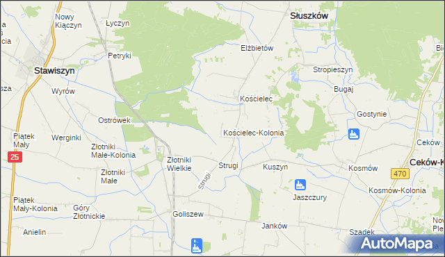 mapa Kościelec-Kolonia, Kościelec-Kolonia na mapie Targeo