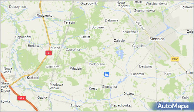 mapa Kośminy, Kośminy na mapie Targeo