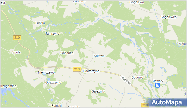 mapa Kotowo gmina Dębnica Kaszubska, Kotowo gmina Dębnica Kaszubska na mapie Targeo