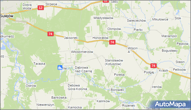 mapa Kotuszów gmina Aleksandrów, Kotuszów gmina Aleksandrów na mapie Targeo