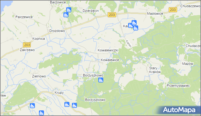 mapa Kowalewice gmina Darłowo, Kowalewice gmina Darłowo na mapie Targeo