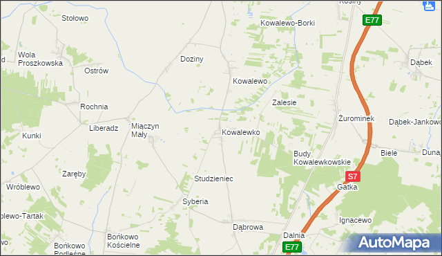 mapa Kowalewko gmina Strzegowo, Kowalewko gmina Strzegowo na mapie Targeo