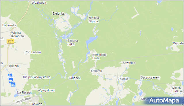 mapa Kowalskie Błota, Kowalskie Błota na mapie Targeo