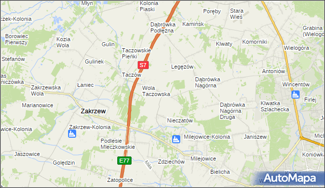 mapa Kozinki, Kozinki na mapie Targeo