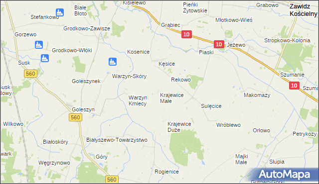 mapa Krajewice Małe, Krajewice Małe na mapie Targeo