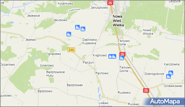 mapa Krążkowo gmina Złotniki Kujawskie, Krążkowo gmina Złotniki Kujawskie na mapie Targeo