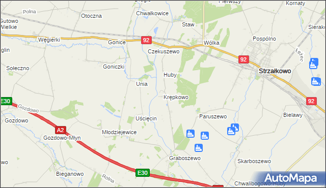 mapa Krępkowo gmina Strzałkowo, Krępkowo gmina Strzałkowo na mapie Targeo