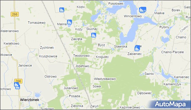 mapa Krogulec gmina Piotrków Kujawski, Krogulec gmina Piotrków Kujawski na mapie Targeo