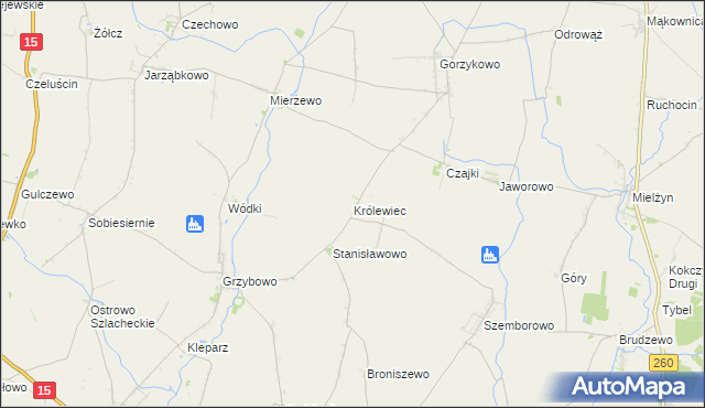 mapa Królewiec gmina Witkowo, Królewiec gmina Witkowo na mapie Targeo