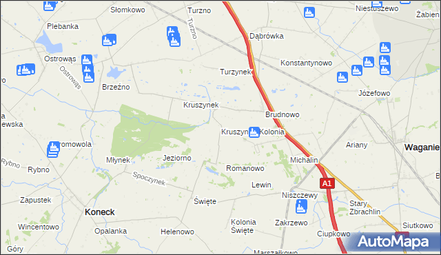 mapa Kruszynek-Kolonia, Kruszynek-Kolonia na mapie Targeo