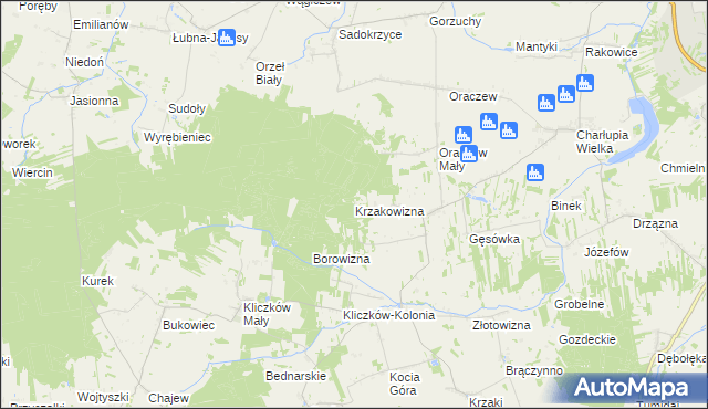 mapa Krzakowizna, Krzakowizna na mapie Targeo