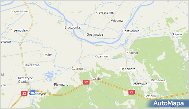 mapa Krzemów, Krzemów na mapie Targeo