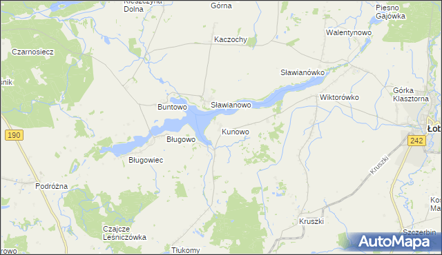 mapa Kunowo gmina Łobżenica, Kunowo gmina Łobżenica na mapie Targeo