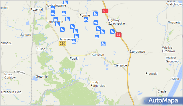 mapa Kursztyn, Kursztyn na mapie Targeo