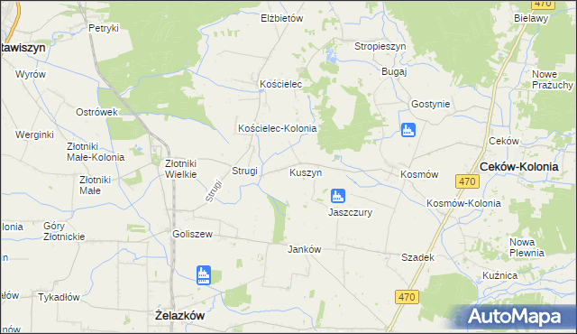 mapa Kuszyn, Kuszyn na mapie Targeo