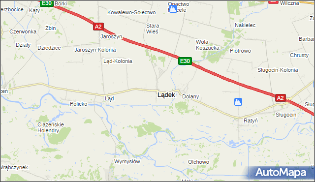 mapa Lądek powiat słupecki, Lądek powiat słupecki na mapie Targeo