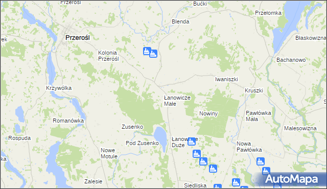 mapa Łanowicze Małe, Łanowicze Małe na mapie Targeo