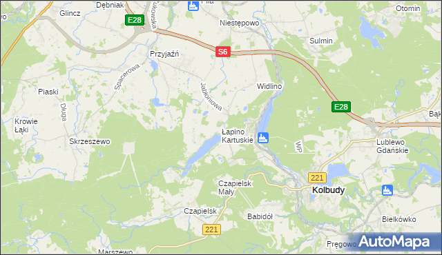 mapa Łapino Kartuskie, Łapino Kartuskie na mapie Targeo