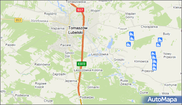 mapa Łaszczówka, Łaszczówka na mapie Targeo