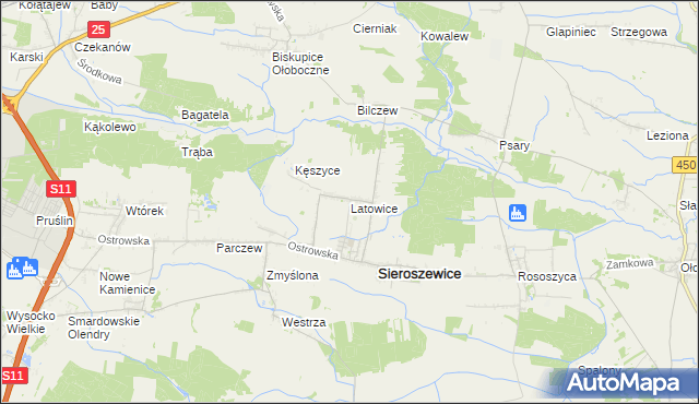 mapa Latowice, Latowice na mapie Targeo