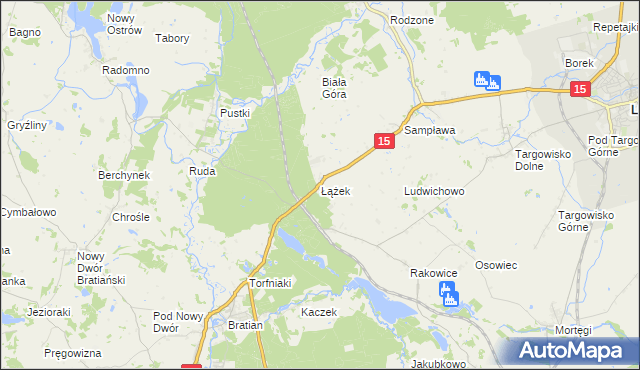 mapa Łążek gmina Lubawa, Łążek gmina Lubawa na mapie Targeo