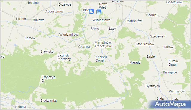 mapa Łazińsk Drugi, Łazińsk Drugi na mapie Targeo