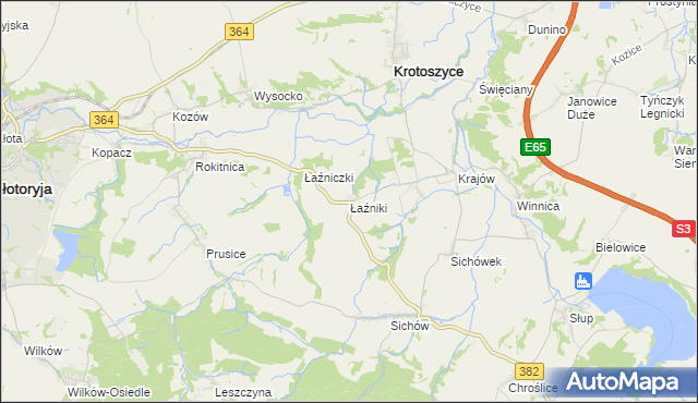 mapa Łaźniki gmina Złotoryja, Łaźniki gmina Złotoryja na mapie Targeo