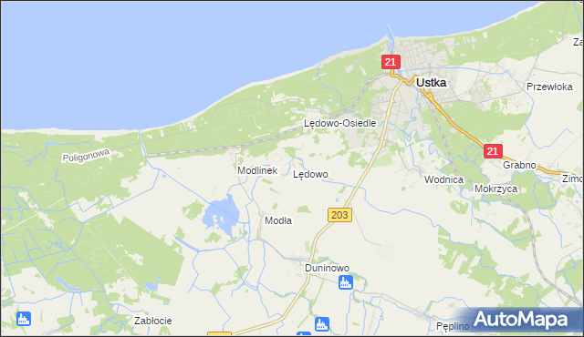 mapa Lędowo gmina Ustka, Lędowo gmina Ustka na mapie Targeo