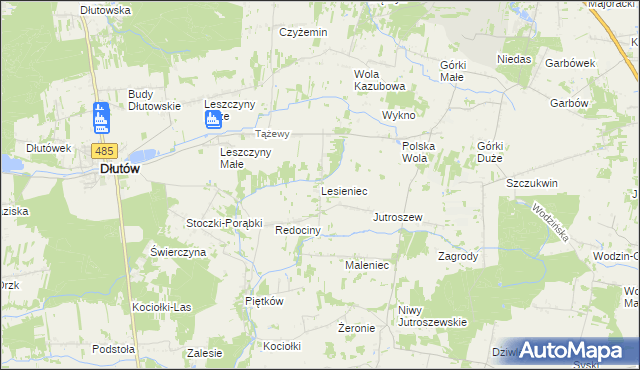 mapa Lesieniec gmina Dłutów, Lesieniec gmina Dłutów na mapie Targeo